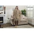 thumbnail image 3 of Gift for Mom Fleece Wearable Throw Poncho - Throw Blanket Fringed Wrap - Fleece Cape - Gavotte Home (Beige), 3 of 6