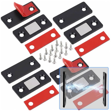 Magnetic Cabinet Latches – Ultra-Thin No-Drill Adhesive Child Safety Locks, 4 Pack for Cabinets & Drawers with Easy Key Access for Infants