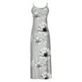 thumbnail image 5 of Wycnly Womens Dresses Beach Spaghetti Strap High Waist Swing Cami Long Sundress Fashion Floral Print V-Neck Sleeveless Maxi Summer Dress Gray l, 5 of 5