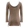 thumbnail image 4 of Women Crochet Swim Cover up Summer Bathing Suit Hollow Out Long Sleeve Dress Coverup Mesh Knit Beach Outfits (Free Size, Khaki), 4 of 7