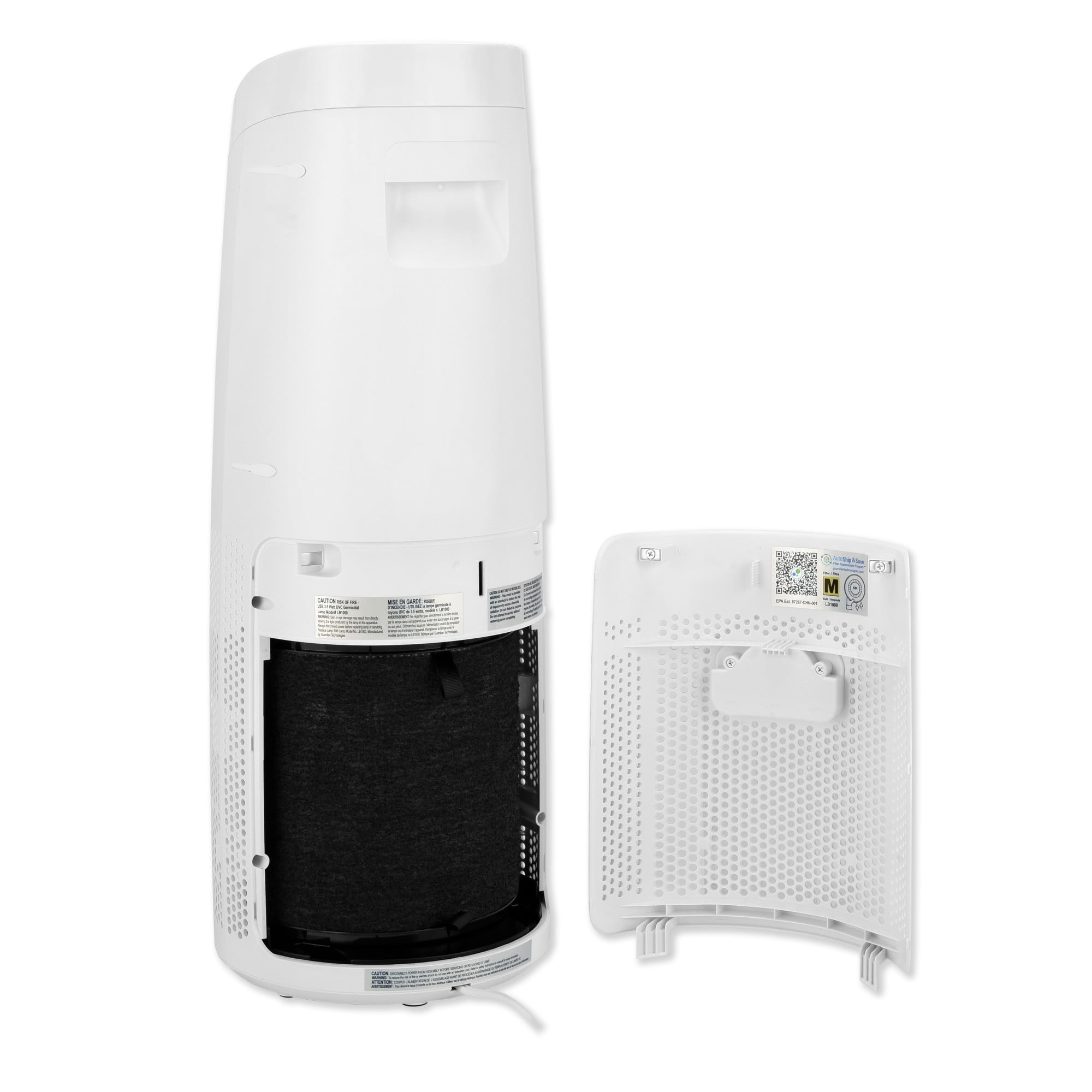 GermGuardian 750 Sq. ft HEPA Filter Tower Air Purifier with UV-C Light, White, AC4625WDLX