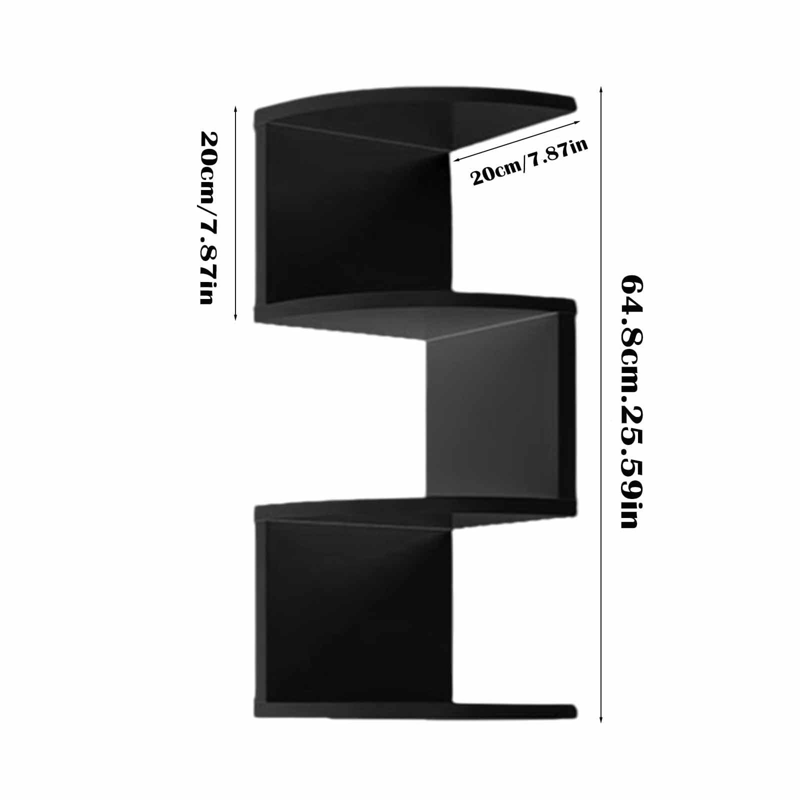 Corner Shelf Wall Mount, 4-Tier Floating Corner Bookshelf with Rounded Edge, Plant Shelf for Bedroom, Living Room, Bathroom, Home Office, Black