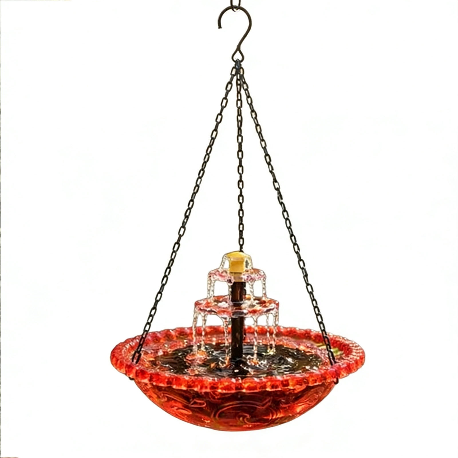FYHALE Solar Bird Feeder with Fountain Pump, Outdoor Hanging Floating Bird Bath Feeder with Solar Panel, Garden Bird Water Feeder Decoration for Patio Yard Lawn