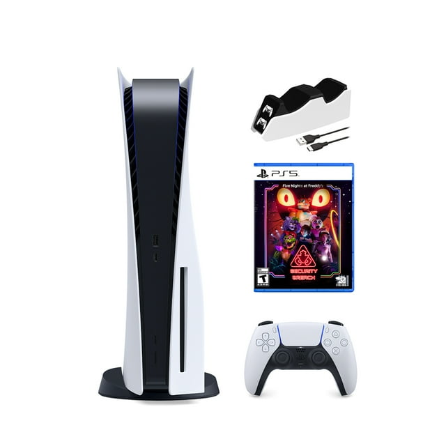 2022 New PlayStation Disc Version Gaming Console with Ultra Fast SSD, Wireless Controller, Five Nights at Freddy's Security Breach & Mytrix Controller Charging Dock