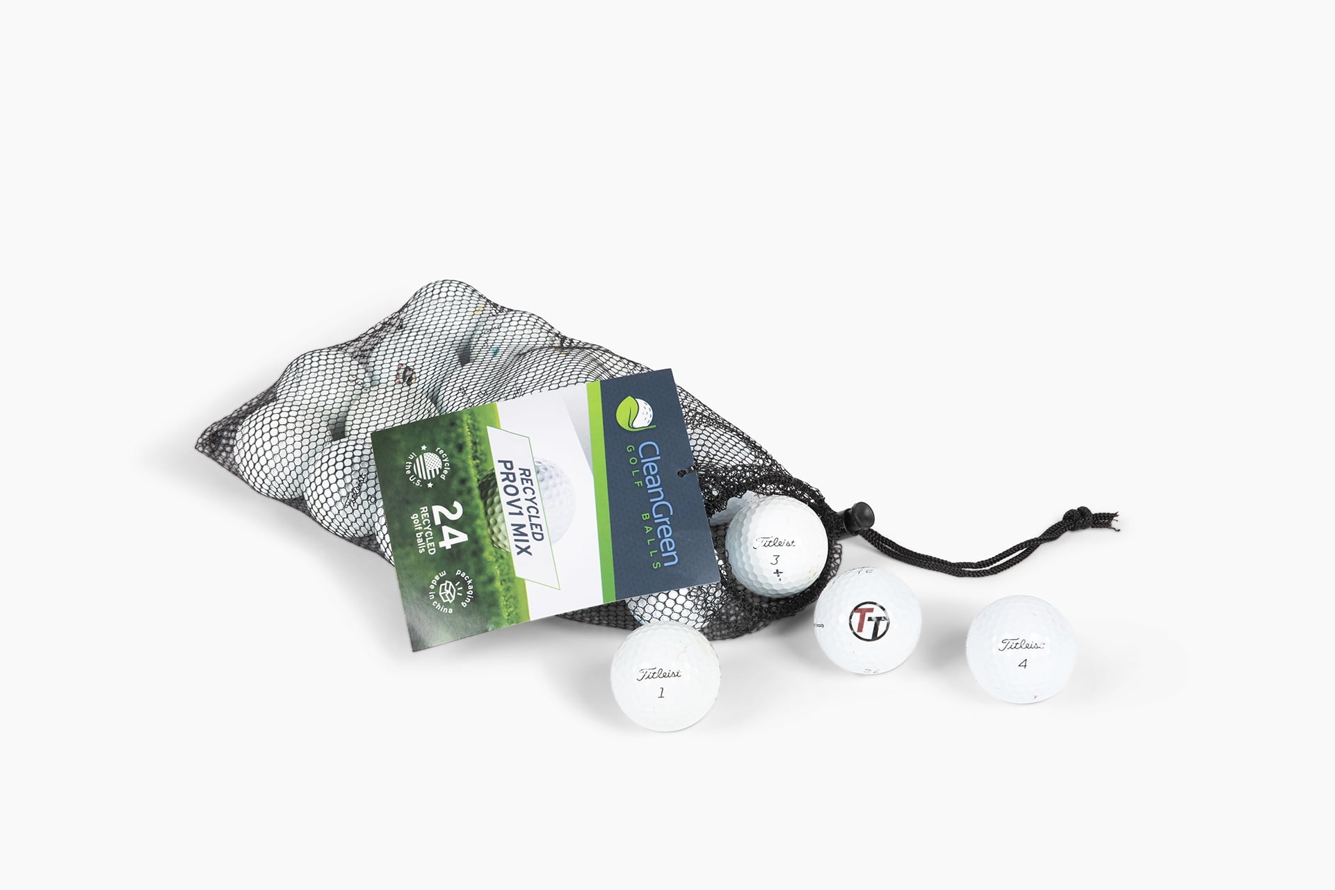 Clean Green Golf Balls 24 Recycled Titleist Pro V1 White Mix