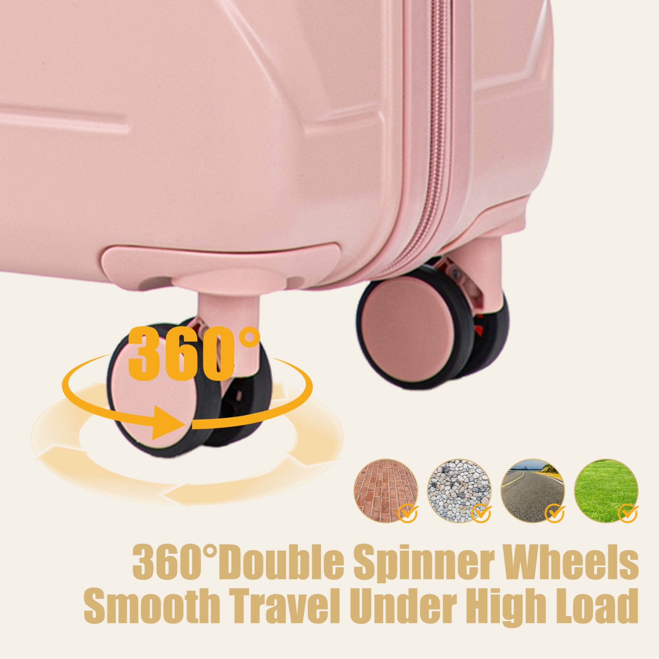 GDF Studio 28" Large Checked Luggage, Hardshell Scratch Resistant Suitcase with Side Hooks, Spinner Wheels, Pink