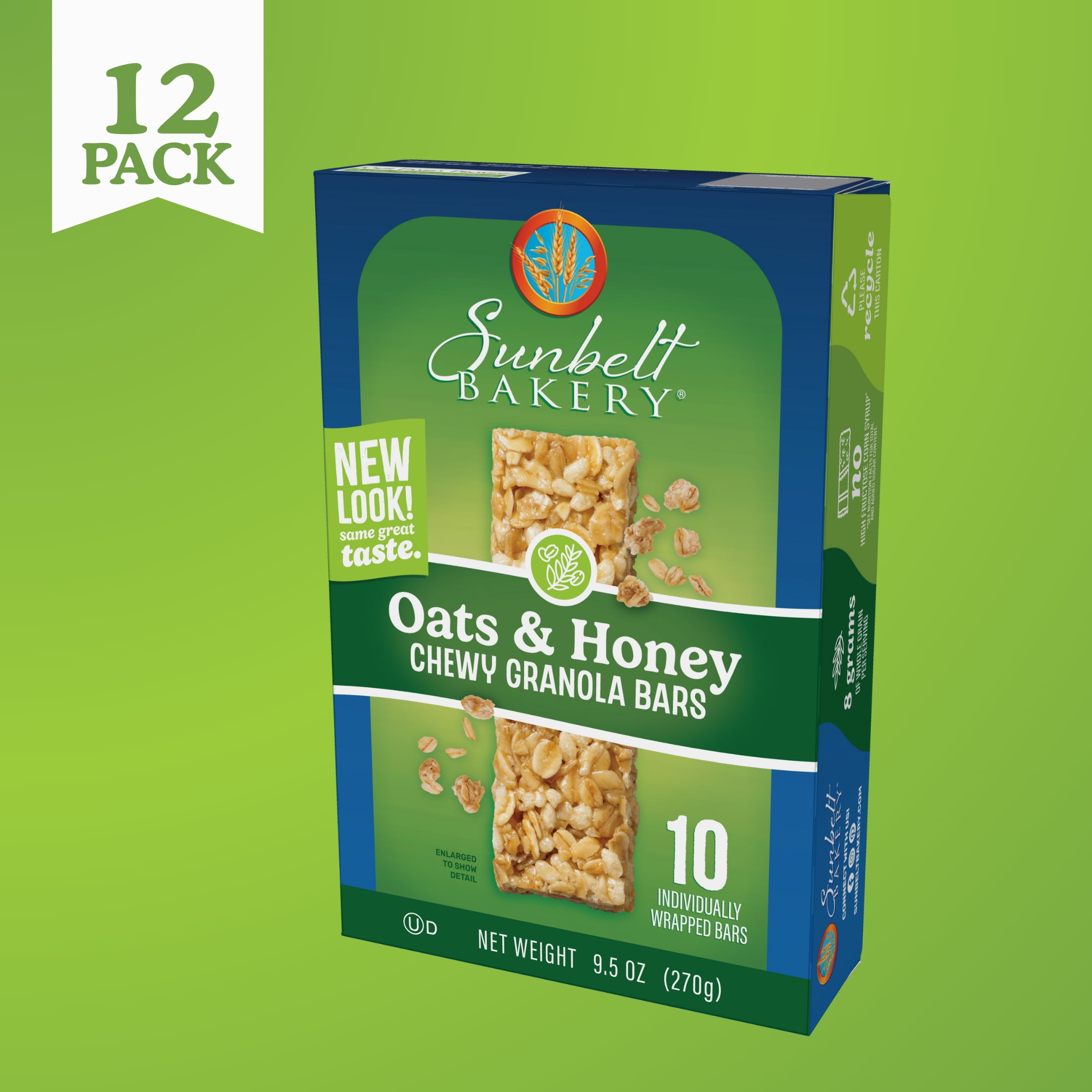 Sunbelt Bakery Oats & Honey Chewy Granola Bars, 120 bars (12 Boxes), 114 oz