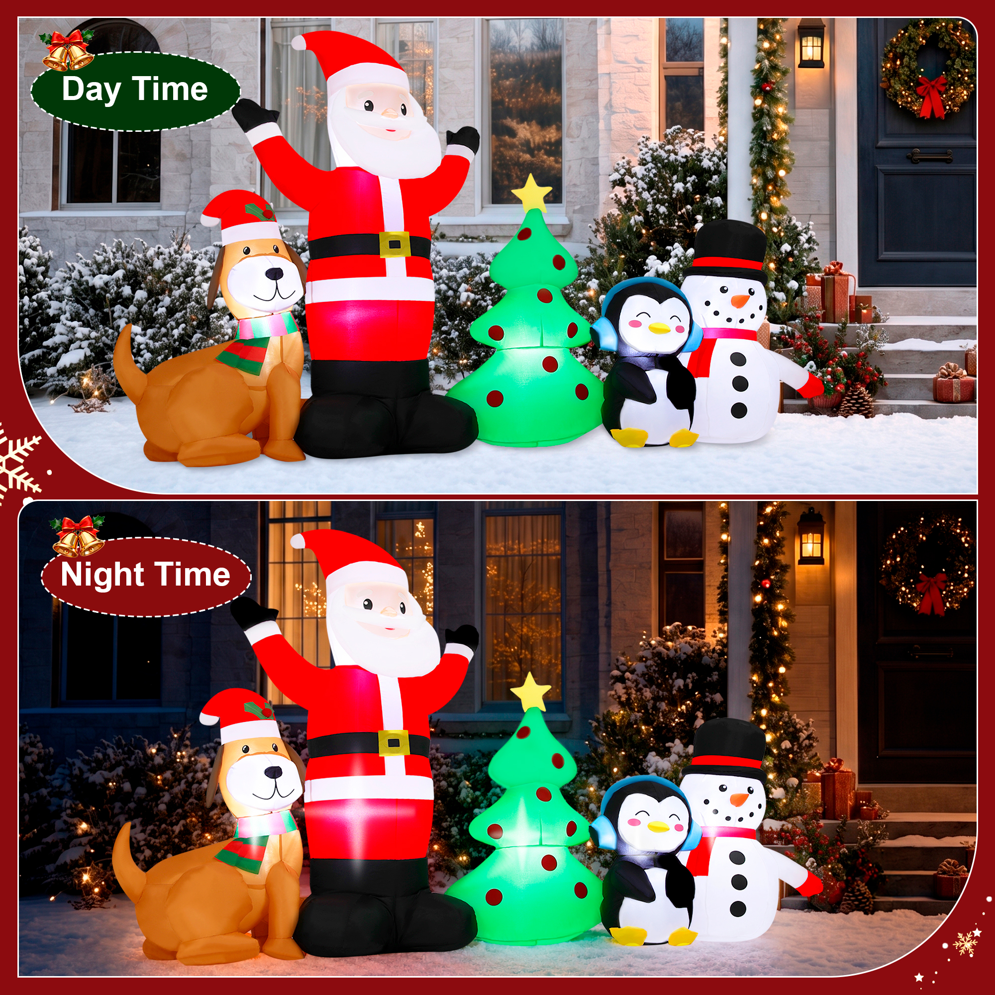 Firstness 8-Foot Christmas Inflatable with Santa & Penguin photo 7