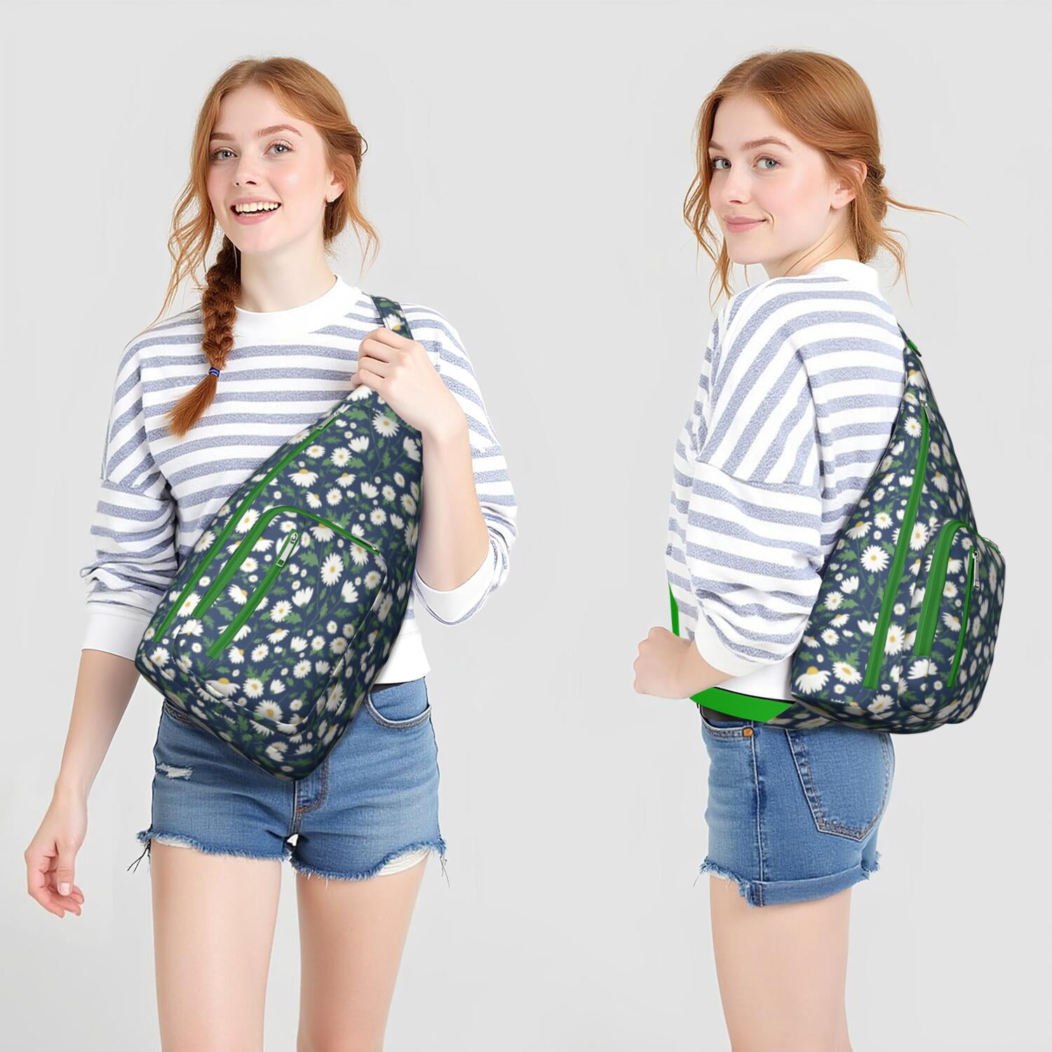 Lightweight Waterproof Sling Bag with Sunflower Pattern for Women