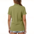 thumbnail image 4 of Women's Polo Shirts Cotton Short Sleeve Shirt 3 Buttons Collared Shirts Summer Casual Wicking Golf Tops Army Green M, 4 of 5
