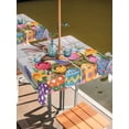 thumbnail image 2 of Square Outdoor Tablecloth with Umbrella Hole Easter Bunny Outside Table Cloth Waterproof Patio Table Cover Colorful Eggs Spring Tulips Flower Grey Wooden Zipper Tablecloths for Picnic 60x60 Inch, 2 of 8