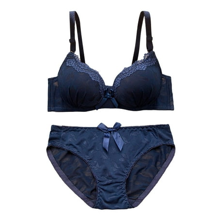 

Yuelianxi Women Fashion Soft Lace Lingerie Set See Through Underwear Floral Lace Underwire Sheer Bra And Panty Set
