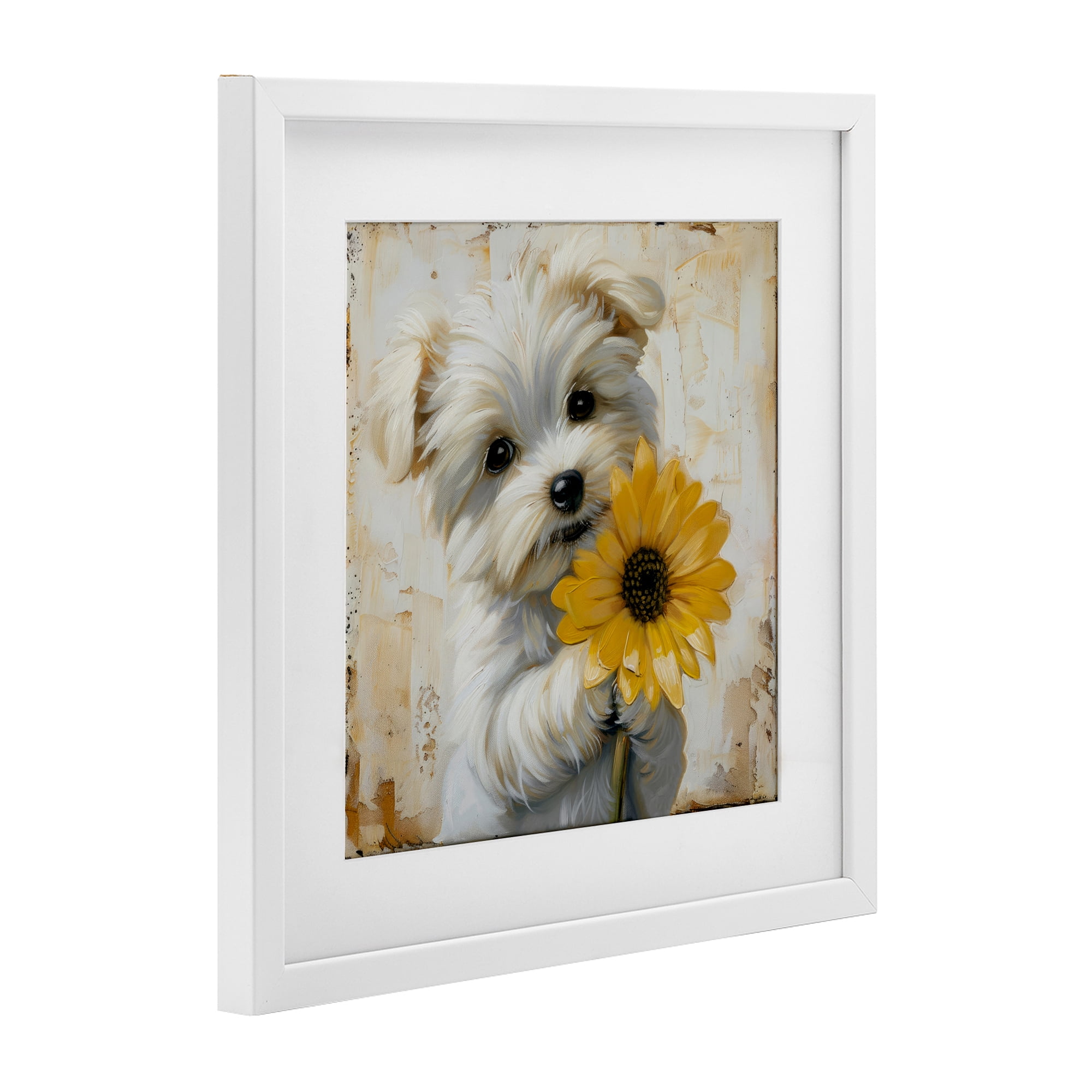 Stupell Industries Little Lucky Puppy White Framed Print Under Glass, design by Tina LeCour