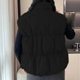 thumbnail image 6 of jtjvou Womens Quilted Puffer Vests Sleeveless Stand Collar Snap Button down Gilet Casual Warm Winter Outerwear with Pockets Black XXL, 6 of 7