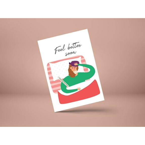 Feel Better Soon Card for Get Well Wishes – Cheerful Illustration with Comforting Message – Blank Inside, Perfect for Sending Love and Support to Friends and Family