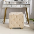 thumbnail image 5 of JERFIT Velvet Ottoman Footstool with Storage, Beige Cube Pouf, Upholstered Bench Seat, Small End Table for Living Room, Bedroom, Entryway, 5 of 9