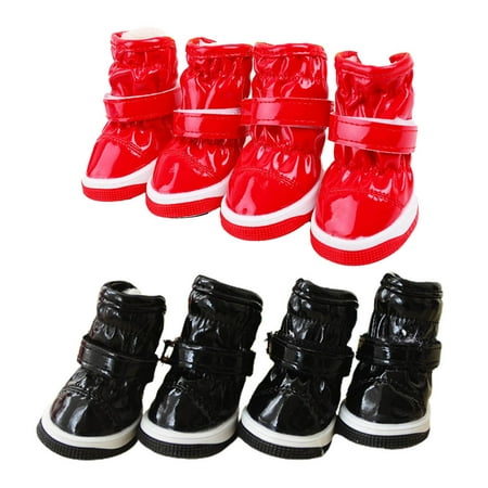 Purrfect 4Pcs Pet Shoes Solid Color Anti-slip Waterproof Fashion Pet Sneaker Boots for Small Dogs