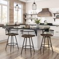 thumbnail image 2 of Amisco Denton 29.88" Distressed Wood Swivel Bar Stool in Dark Brown, 2 of 3