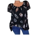 thumbnail image 2 of PENGXIANG T-Shirt à Manches Courtes Imprimé Col en V Ample d'Été pour Femmes, 2 of 5