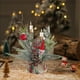 thumbnail image 4 of Vela navideña decorativa en hierro | 33x30x10 cm | combina metal, tela y plástico | temática Santa Claus, pinos, frutos rojos | ideal para mesa o chimenea, 4 of 6