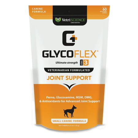 VetriScience GlycoFlex Stage 3, Advanced Strength Hip and Joint Supplement for Dogs Under 30 Pounds, Chicken Liver Flavor, 60 Bite-Sized (Best Way To Pound Chicken)