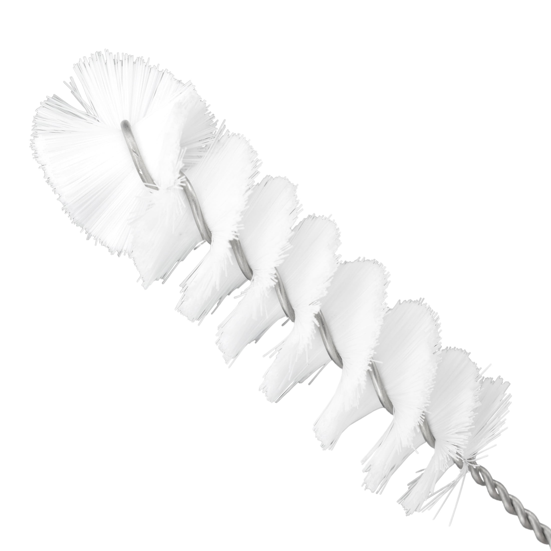 12PK Nylon Cleaning Brushes with Fan-Shaped Ends, 9.25" - Twisted Stainless Steel Wire Handle - Ideal for 0.3" - 0.5" Diameter Tubes, Bottles, Cylinders, Flasks, Straws - Eisco Labs