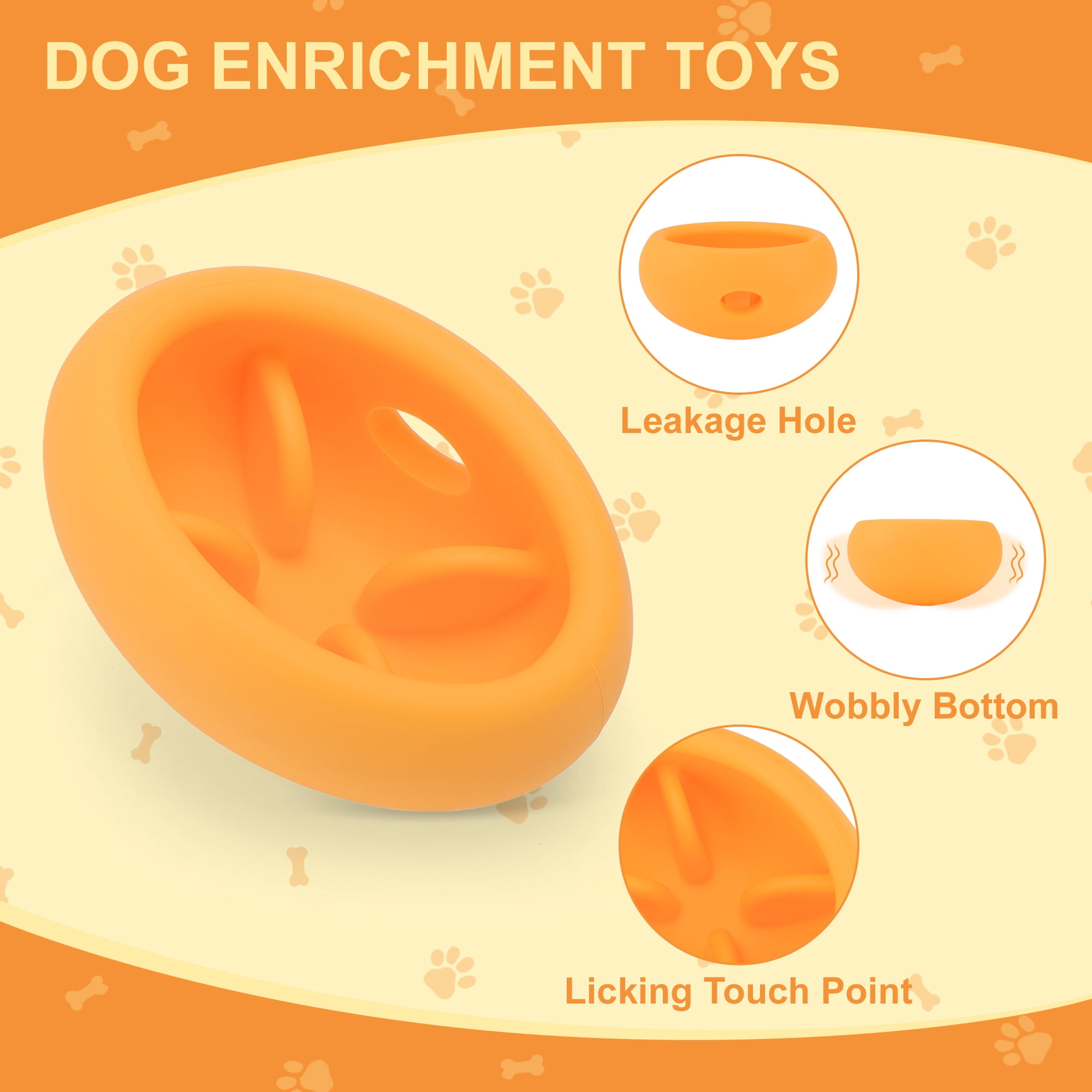 Unique Bargains Dog Enrichment Toys Durable Silicone Interactive Engagement Slow Feeder Dog Bowls Orange
