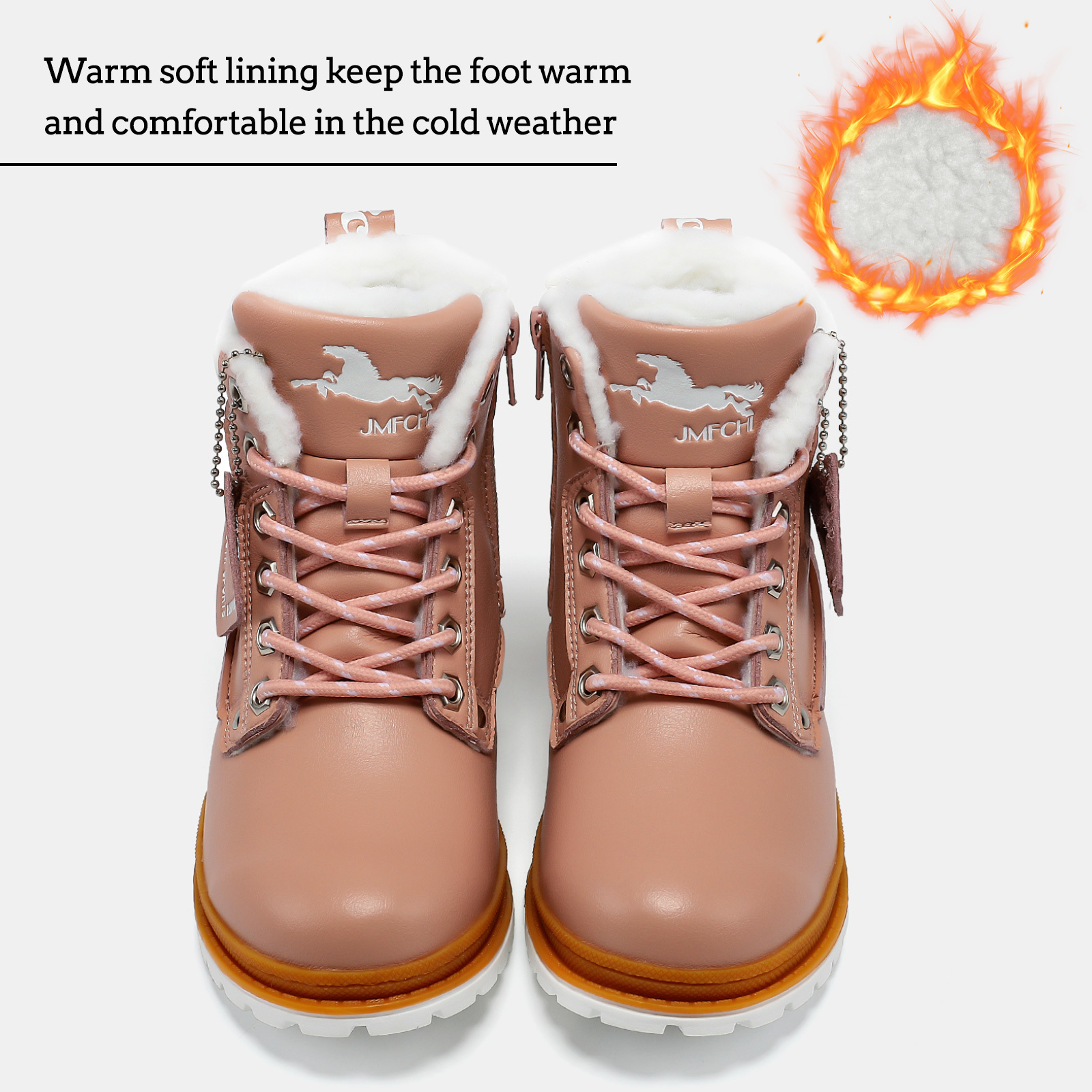 FANGFIUP Boys Hiking Boots Kids Hiking Shoes Girls Outdoor Warm Winter Snow Boots Adventure Trekking Shoes Anti-skid Sneakers Steel Buckle Durable Comfortable