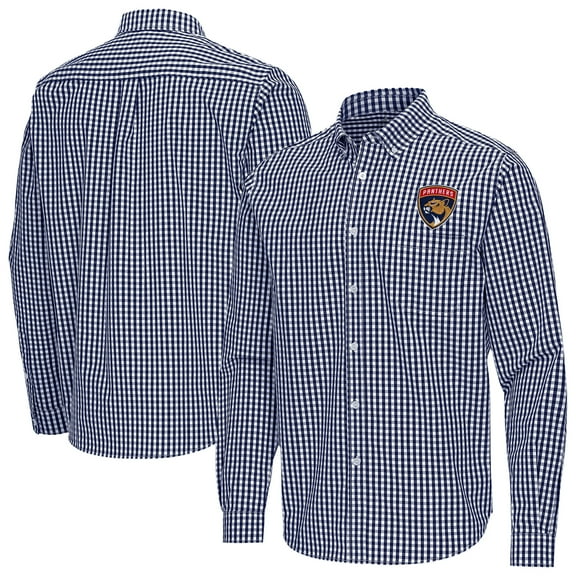 Men's Antigua Navy Florida Panthers Ellis Tri-Blend Long Sleeve Button-Down Shirt