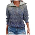 thumbnail image 2 of Puntoco Mujeres Moda Casual tops Manga Larga Impreso Cuello Alto Suelto Cremallera Pullover Sudaderas Puntoco Puntoco-266, 2 of 5
