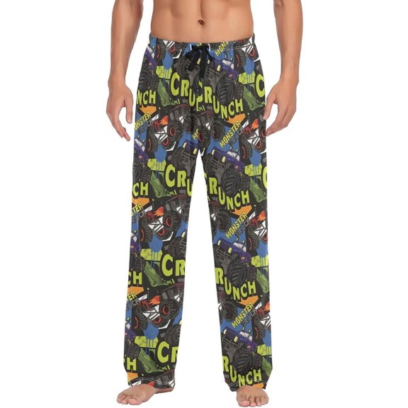 GZHJMY Pajama Pants for Men - Anime Monster Truck, Loose Lightweight PJs Lounge Sleep Bottoms with Pockets Drawstring, Pajama Bottoms for Home and Rest, Small
