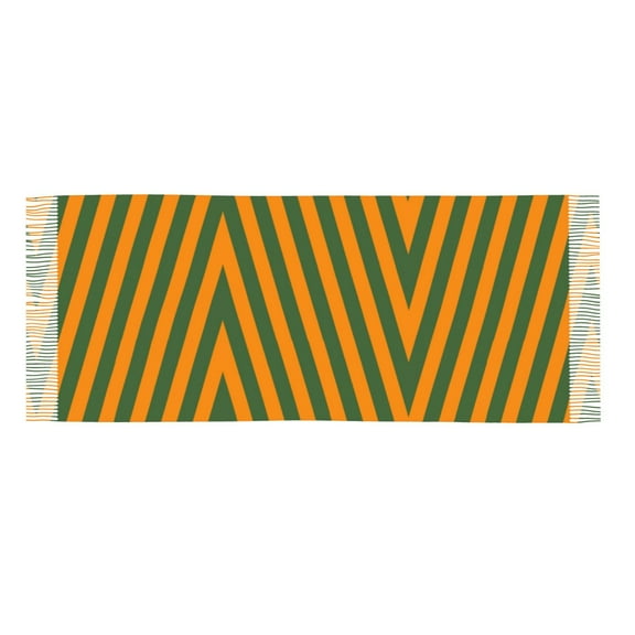 Women Orange Green Stripe Scarf Large Shawls For Travel Office