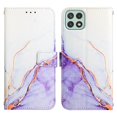 thumbnail image 2 of Allytech Galaxy A22 5G Case (Not for A22 4G), PU Leather Luxury Marble Kickstand Protective Scratch Resistant Cards Holders Hand Strap Wallet Case Cover for Samsung Galaxy A22 5G - White Purple, 2 of 7