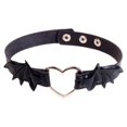 thumbnail image 2 of Hyasfey Nightclub Cosplay Heart Bat Wing Collar Necklace Punk Rock Gothic Sexy Faux Leather Circle Collar Choker Necklace Body Accessories, 2 of 8