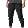 thumbnail image 3 of IROINNID Capri Pants for Men Discount Solid Drawstring Capri Quick Drying Training Pants Hiking Pants Trousers,Black, 3 of 7