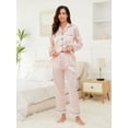 thumbnail image 3 of Womens Satin Pajamas Sets Long Sleeve Striped Silk Pajamas for Women 2-Piece Women Button Down Pajamas Set with Long Pants Soft Silk Sleepwear Set Satin Loungewear for Women, S-XXL, 3 of 11