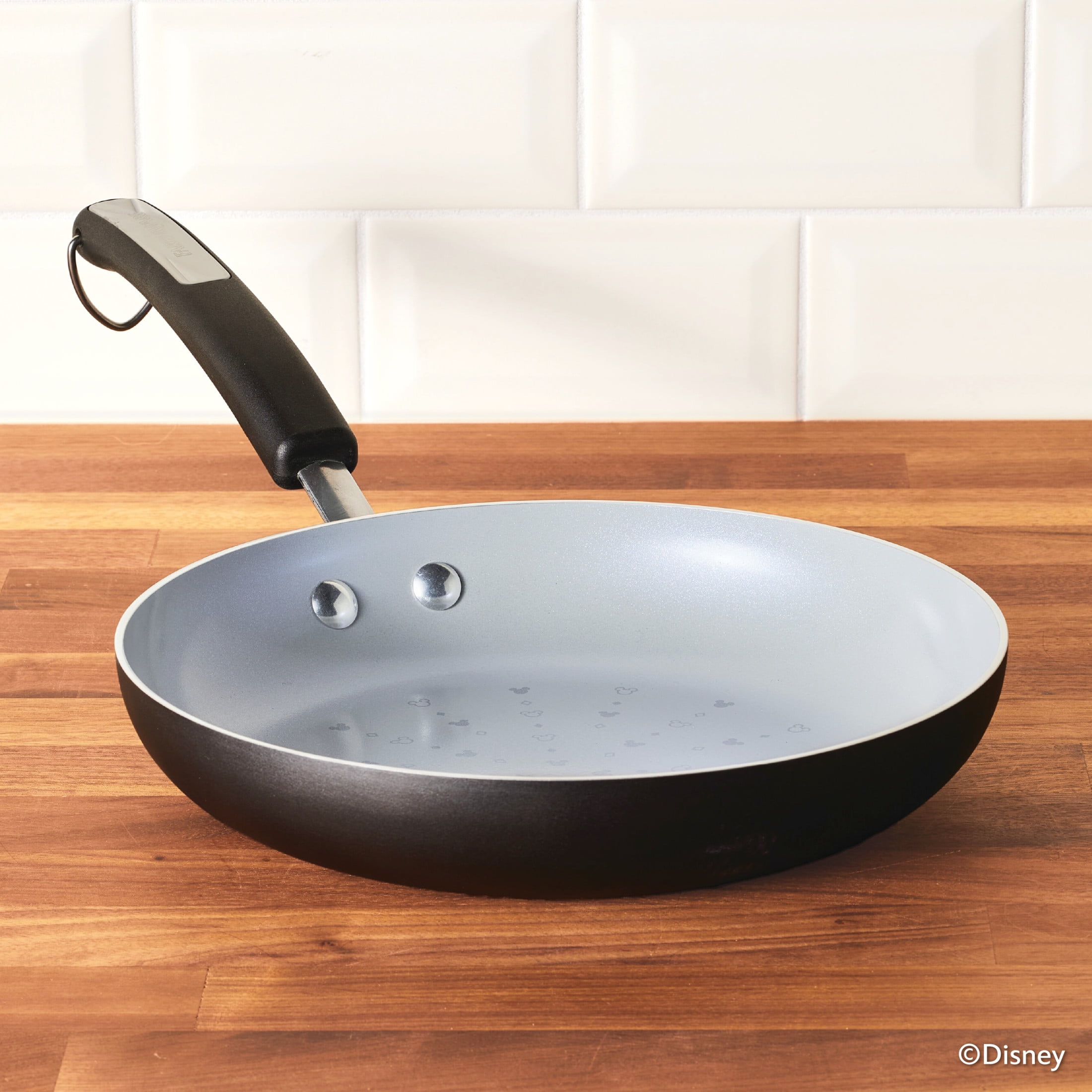 Farberware Disney Monochrome 9.5 Inch Ceramic Nonstick Fry Pan, Dishwasher Safe, Black