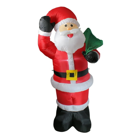 8' Red and White Animated Inflatable Standing Santa Claus Christmas Yard Decor