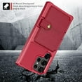 thumbnail image 4 of for Samsung Galaxy S23 Ultra Case with Card Holder, Compatible with Magnetic Car Mount, Heavy Duty Shockproof Rugged Soft TPU Back Leather Flip Wallet Cover Galaxy S23 Ultra 5G 6.8", Red, 4 of 12
