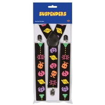 New Mens Womens Black Arcade Video Game Character Costume Suspenders