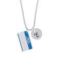 thumbnail image 2 of Delight Jewelry Acrylic Blue "Hello" Name Tag Silvertone Script Initial Disc - E - Charm Necklace, 20"+3", 2 of 4
