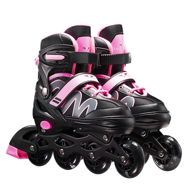 Patins à Roues Alignées Réglables pour Femmes, Haute Élasticité, Résistants à l'Usure, Patins à Roulettes Résistants à l'Usure, Chaussures de Patinage Antichoc, Filles Débutantes, Rose/s