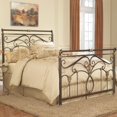 thumbnail image 2 of Lucinda Metal Headboard and Footboard Bed Panels with Intricate Scrollwork and Sleigh-Styled Top Rails, Marbled Russet Finish, Queen, 2 of 5