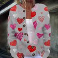 thumbnail image 2 of Women's Valentine Cardigan Lightweight Crew Neck Heart Printed Coat, 2 of 5