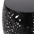 thumbnail image 3 of Benjara Miami Outdoor End Table Stool, Palm Leaf Pattern, Black Iron, 17 Inch, 3 of 5