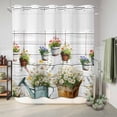 thumbnail image 6 of No Hook Shower Curtain, Spring Daisy Shower Curtains for Bathroom with See Through Top Window, Country Botanical Floral Wooden Grain Waterproof & Washable Bath Curtain Standard 72"x72", 6 of 9