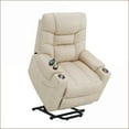 thumbnail image 4 of Recliners: Power Lift Motion Recliner with Heating & Massage, Ivory Leather Aire | Ivory | Faux Leather, 4 of 15