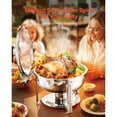 thumbnail image 2 of KFFKFF 2 Pack Round Chafing Dish, 5QT Stainless Steel Buffet Serving Set, with 2 Full-Sized Trays, Glass-Lid, Water Tray, Stand, and Fuel Container for Home Party, Buffets, Wedding, Banquet, Catering, 2 of 9