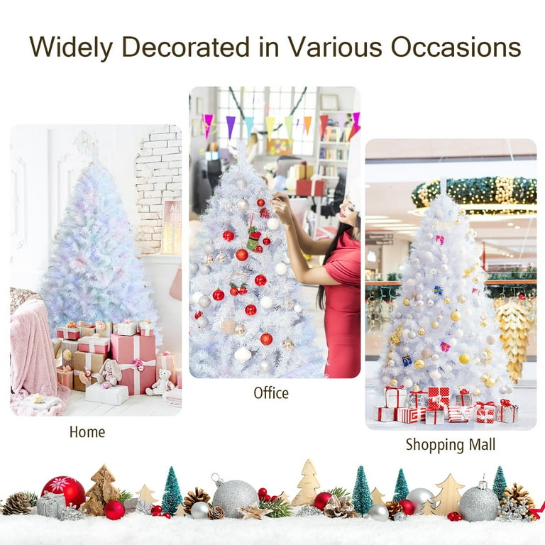 Costway 6ft White Iridescent Tinsel Glitter Decor Artificial