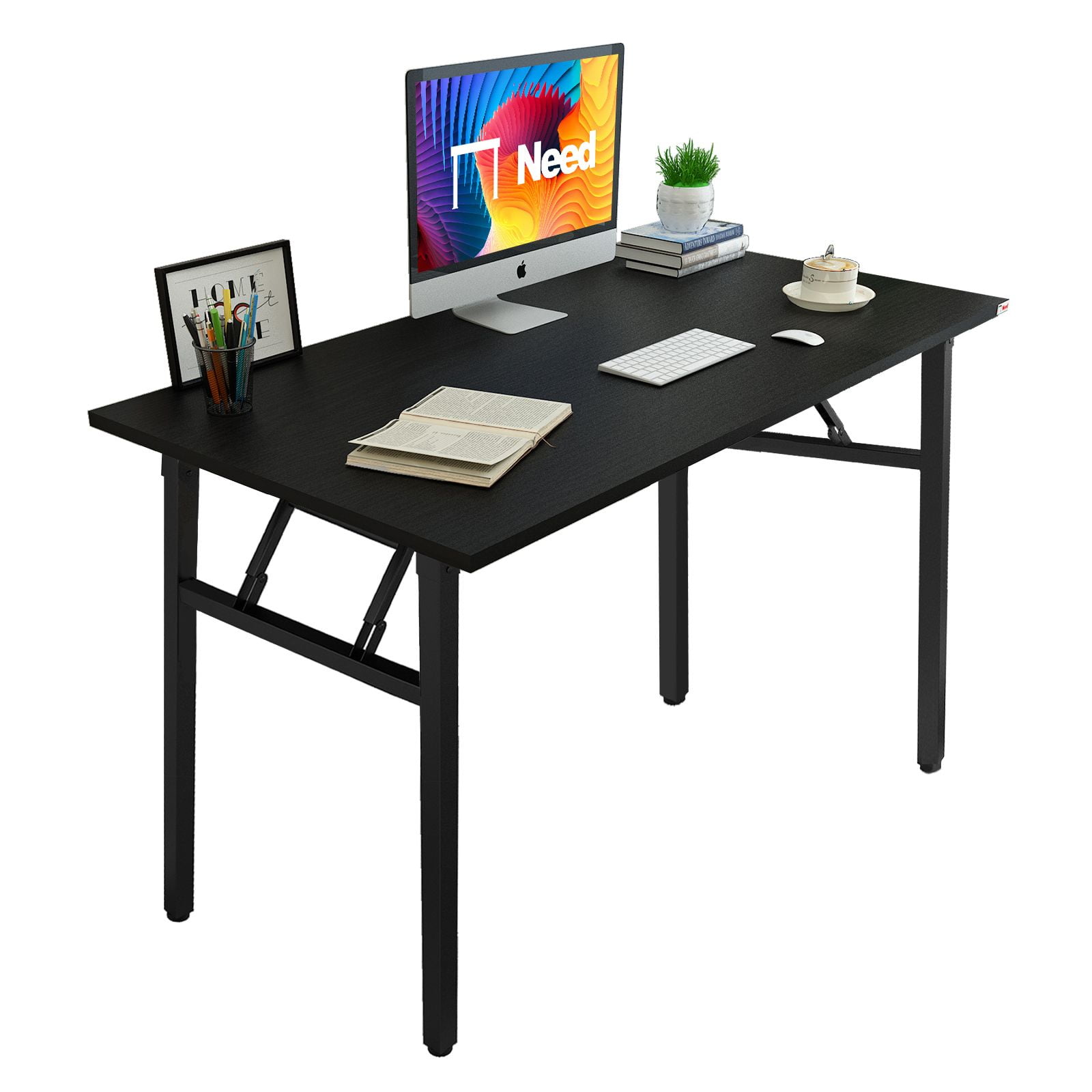 Need Home Office Computer Desk,47 Inch No Assembly Black Foldable Table